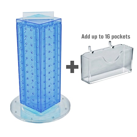 Azar Displays Four-Sided16 Pocket Revolving Pegboard GiftCard Kit for Countertop 700229-BLU